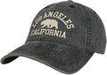 LA California Bear Embroidered Vintage Cotton Baseball Cap Adjustable Metal Buckle Unstructured Low-Profile Hat Men & Women