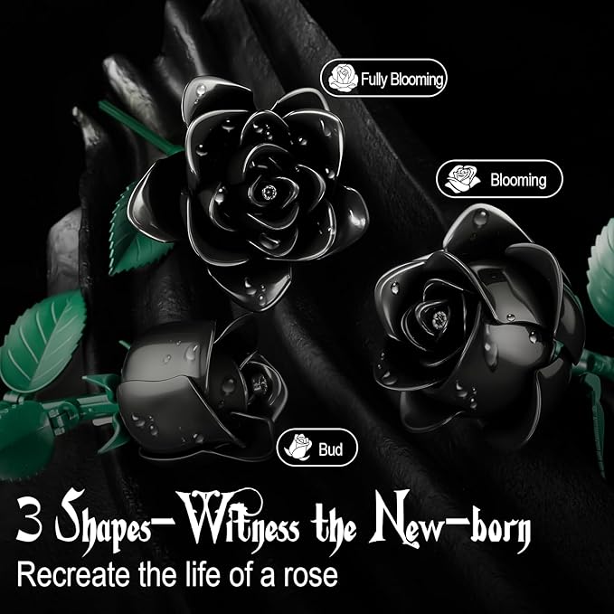 Black Roses Flower Building Set-12Pack, Compatible - Image 9