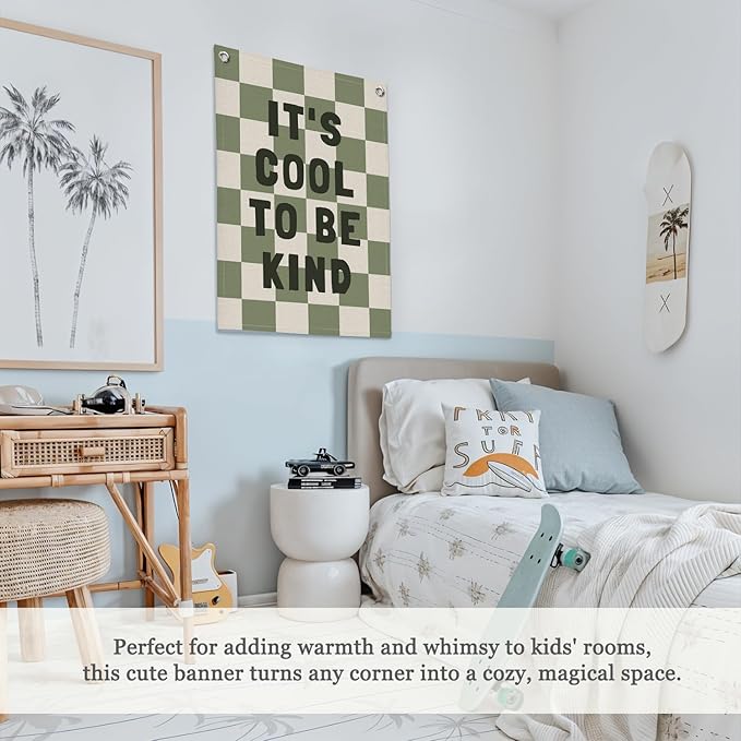 Kids Room Decor, Sage Green Classroom Wall Decor, It's Cool to Be Kind Banner - Image 4