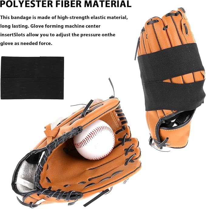 2 PCS Glove Wrap Band Baseball Glove Strap, Softball and Baseball Glove Strap Elastic Glove Wrap Softball Baseball Glove Accessories for Quickly Keep the Pocket Formed Fit All Gloves