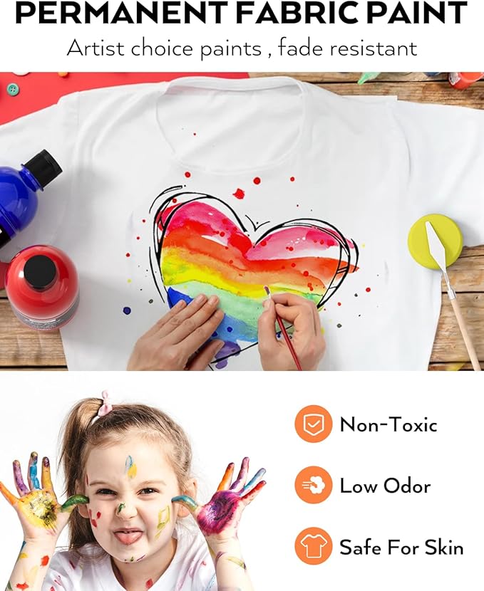 Nicpro 14 Colors Permanent Fabric Paint Soft Fabric Paint - Image 4