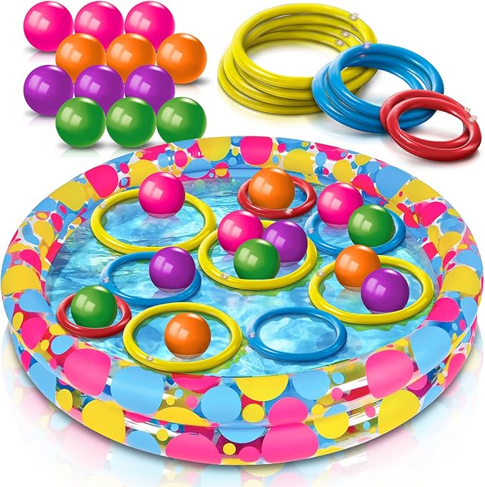 Gamie Floating Ring Toss Game for Kids, Outdoor Carnival Game Set by Gamie