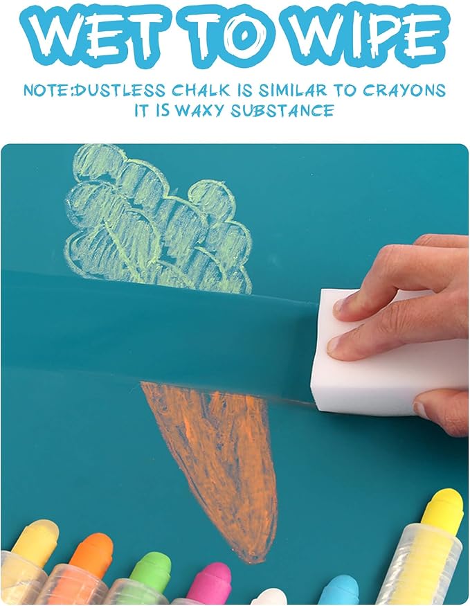 NewFamily Dustless Chalk for Kids, Colored Sidewalk Chalk - Image 5