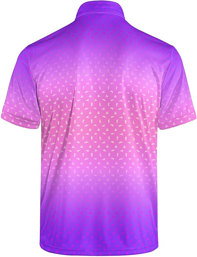 Golf Polo Shirts for Men Funny Print Short Sleeve Golf Shirts Performance Golf Polos