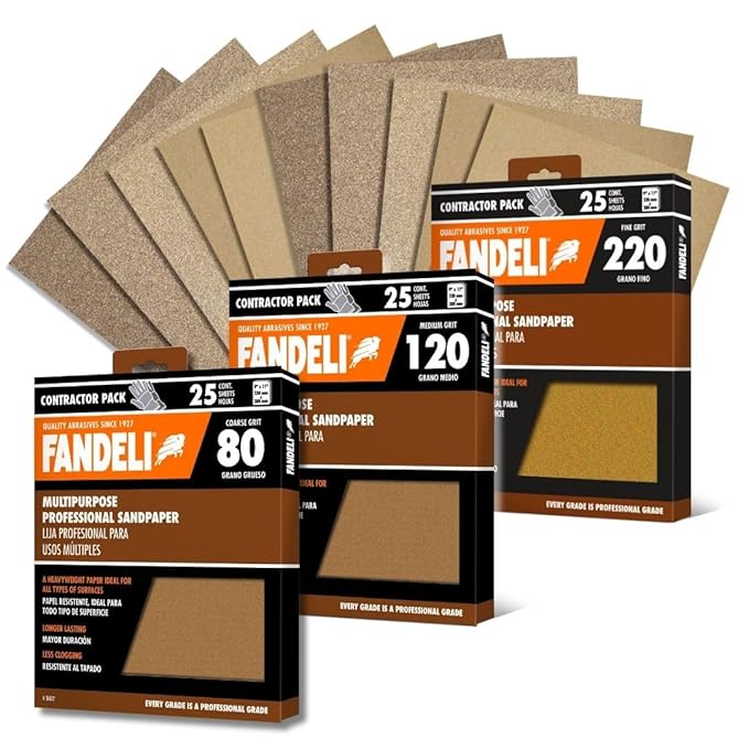 Multipurpose Sanding Sheets Assorted Grits: 80, and 220. 75PK.. by FandeliUSA