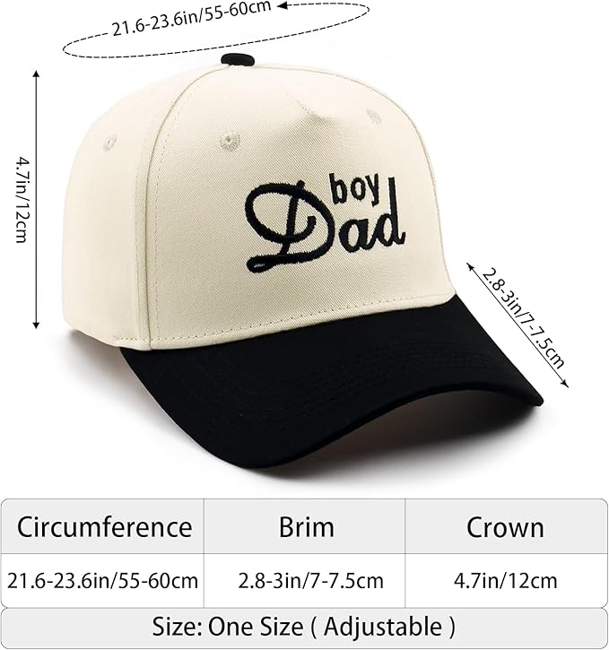 Embroidered Boy Girl Dad Mom Two-Tone Baseball Cap, Classic Dad Hat for Men Women His Her, Family Theme Gift Ideas