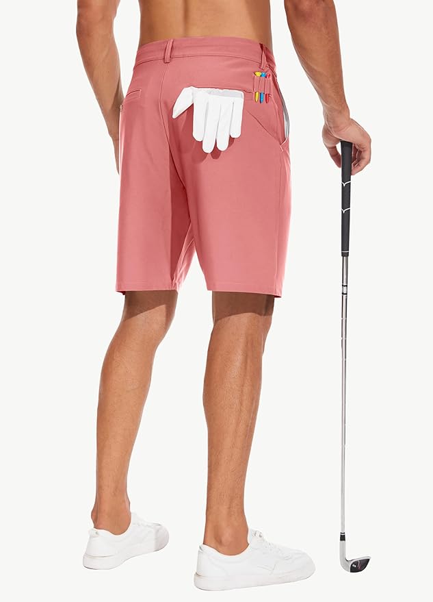 JWM Mens 7"/9" Stretch Golf Shorts - Lightweight Hybrid Casual Dress Work Flat Front Shorts with 5 Pockets Quick Dry UPF50