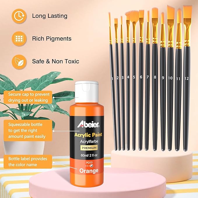 ABEIER Acrylic Paint Set, 24 Colors - Image 3