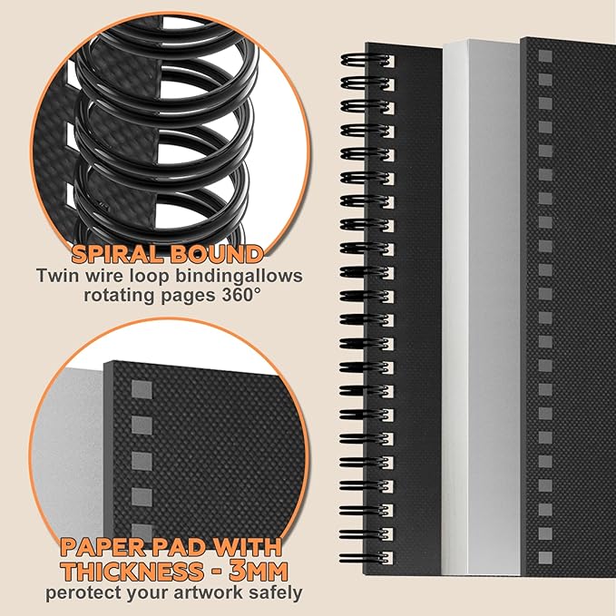 2PACK 5.5x8.5 and 1Pack 9 x 11 inches Hardcover Sketch Book，3 Pack - Image 2