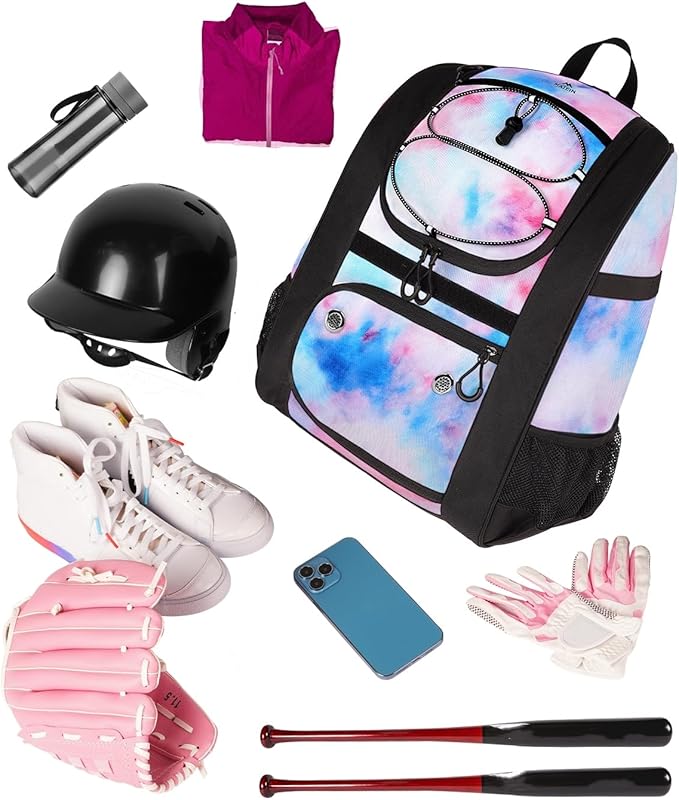 MATEIN Softball Bag, Lightweight Baseball Backpack with Shoe Compartment, Baseball Bag with Fence Hook for TBall Bat & Equipment, Softball Gifts Catchers Backpack for Women Fit Catcher’s Mitt, Helmet