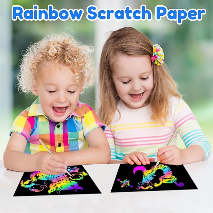 ZMLM Scratch Art Crafts Boys Gifts, 60 Rainbow Scratch Paper Art Gifts - Image 7