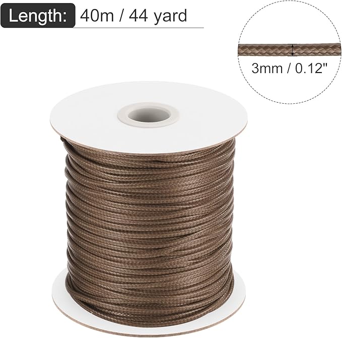 MECCANIXITY Waxed Cord 3mm Waxed Polyester Cord 44 Yard Wax String - Image 2
