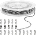 Jishi 33ft Ball Chain 2.4mm Silver Stainless Steel Bead Link Chain Roll by Jishi