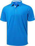 Golf Shirts for Men - Moisture Wicking Short Sleeve Performance Sport Casual Striped Collared Mens Polo Shirt