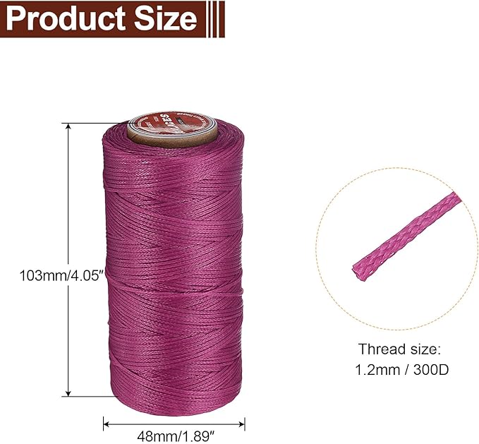 uxcell Flat Leather Sewing Waxed Thread, 140m / 153 Yards Polyester Wax String - Image 2