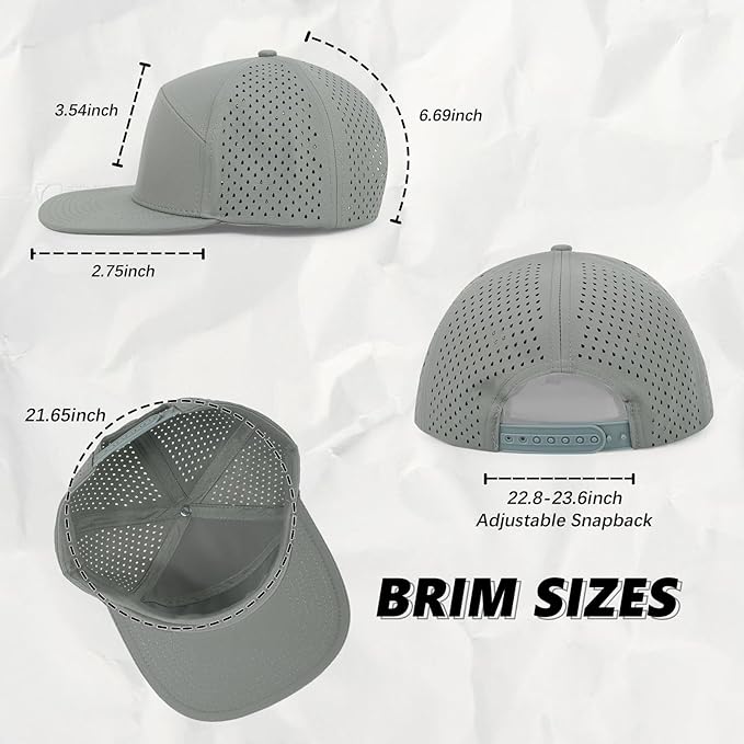 Quick Dry Baseball Cap Flat Brim Snapback Hat Sun and Rain Protection Golf Hat for Men Women