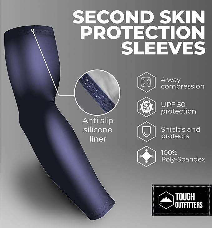 Tough Outdoors Baseball Arm Sleeve Youth & Adults - Compression Arm Sleeves for Kids Boys & Girls Men & Women - Football