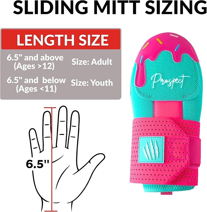 Baseball Sliding Mitt - Youth and Adult Sizes - Drippy Accessory Gingerbread Man, Ice Cream, Miami Color, Left & Right Hands, Hand and Wrist Protection
