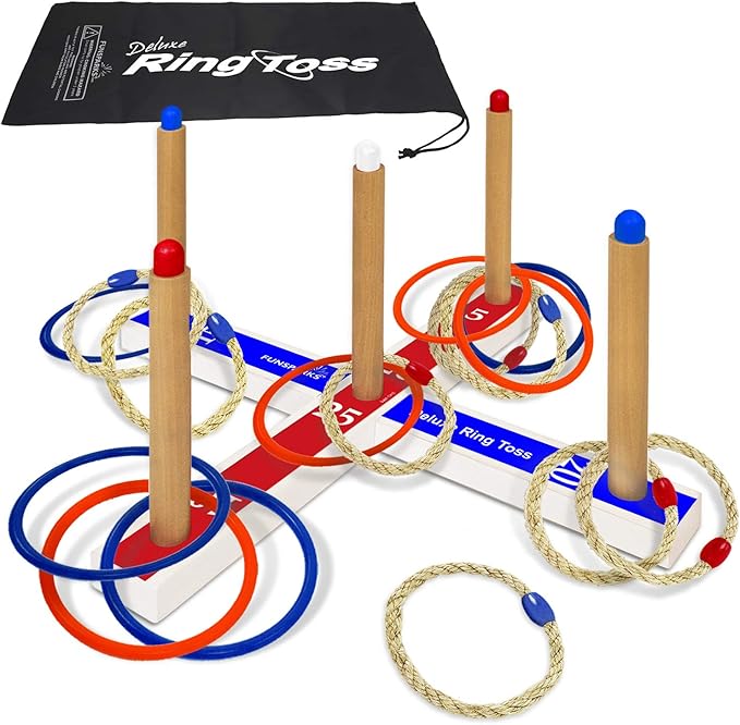 Ring Toss Game for Kids, Fun Ring Tossing Outdoor Game Set Carnival Games Set by Funsparks