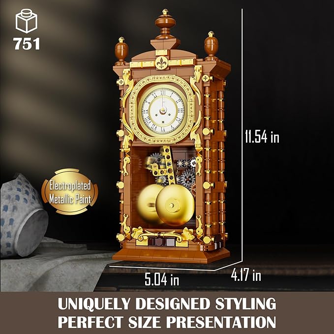 Retro Swing Clock Building Blocks Set, Vintage Pendulum Clock - Image 3