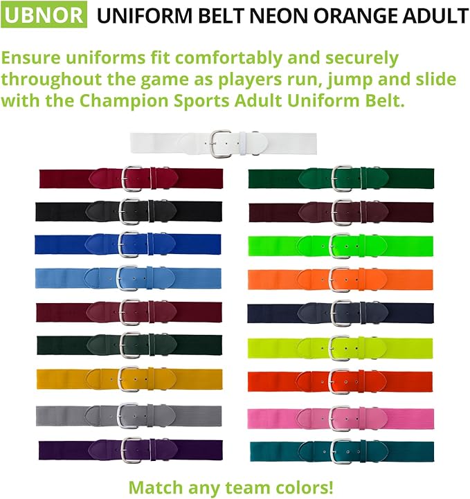Champion Sports Baseball & Softball Belt – Stretch Fit Uniform Belt for Youth & Adult Players, Multiple Colors