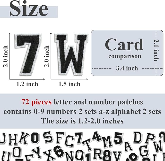 Letter and Number Iron On Patches, A-Z Alphabet and Numbers 0-9 Embroidery - Image 2