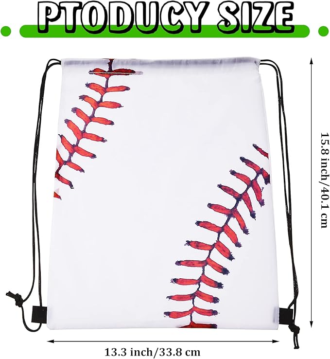 Frienda Baseball Drawstring Backpack Bag Baseball Drawstring Party Favor Bags for Gym Sports Teams(24 Pieces)