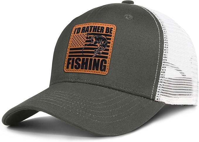 Fishing Hat Fishing Gifts for Men Bass Fish Flag Gear Accessories Stuff Trucker Hat Snapback Baseball Cap