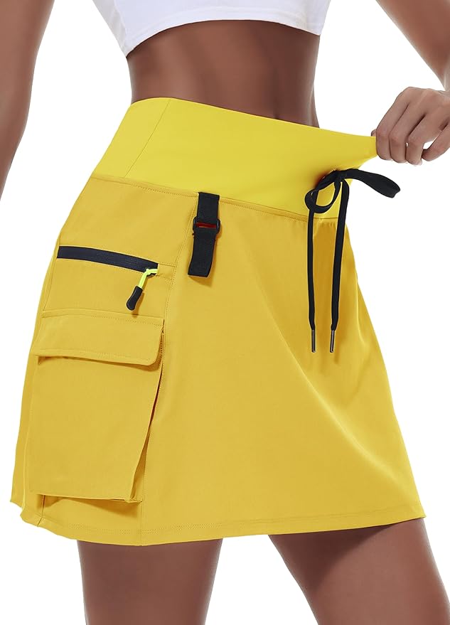 MIVEI Skorts for Woman - Hiking Cargo Skorts with Zipper Pockets, High Waisted Quick Dry Golf Workout, Dressy Casual
