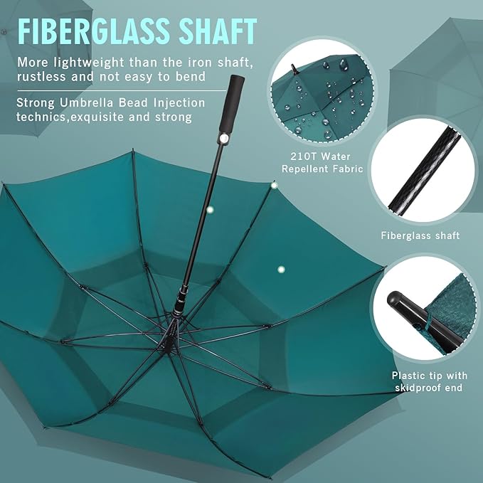 ZOMAKE Golf Umbrella Windproof, Extra Large Oversized Heavy Duty Double Canopy for Rain, Sports Games & Push Cart(51/54/62/68/72Inch)