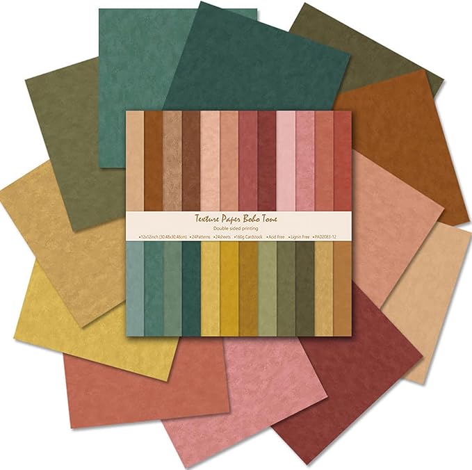 Scrapbook Paper 12x12 Brown, 24 Sheets/24 Designs Double-Sided Bohemian by Unknown