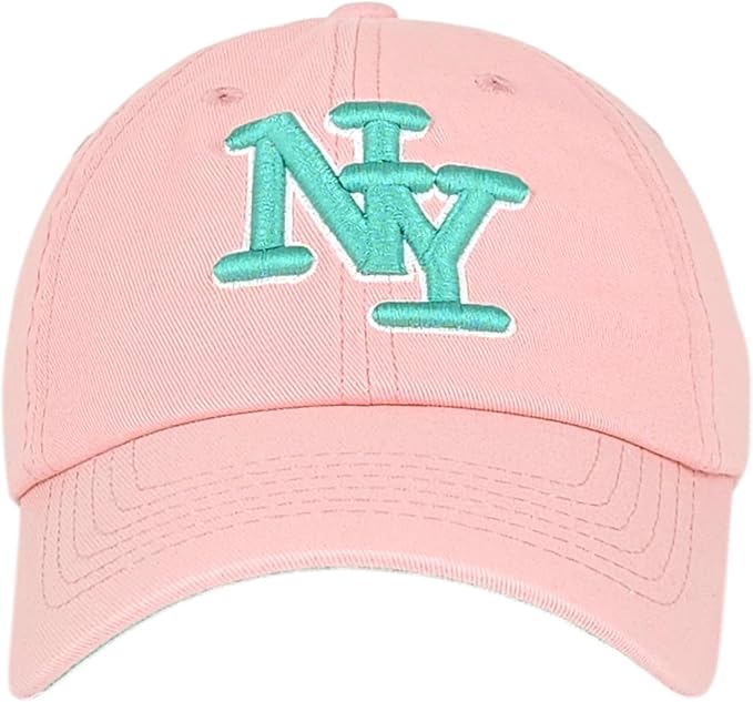 NY 3D Embroidered Cotton Dad Hat – New York Baseball Cap, Adjustable Metal Buckle Strap, Unstructured Low-Profile Style