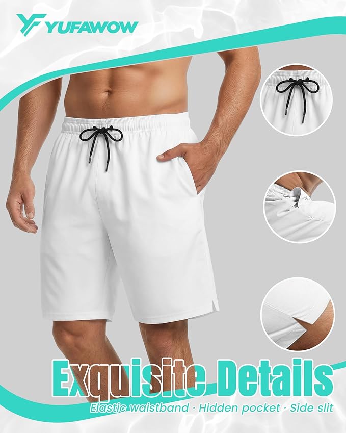 9 Inch Men Swim Trunks with Mesh Lining Quick Dry Breathable Pockets for Summer Beach Cruise Water Park Gym Running