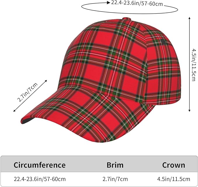 Vintage Cute Plaid Baseball Cap for Men Women,Adjustable Dad Hat Baseball Hat Summer Snapback Cap Outdoor