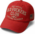 Old Fuckers Club-Vintage Baseball Cap, Hand-Embroidery Adjustable Wash Old Fuckers Club100% Bitter Lifetime Member Hat