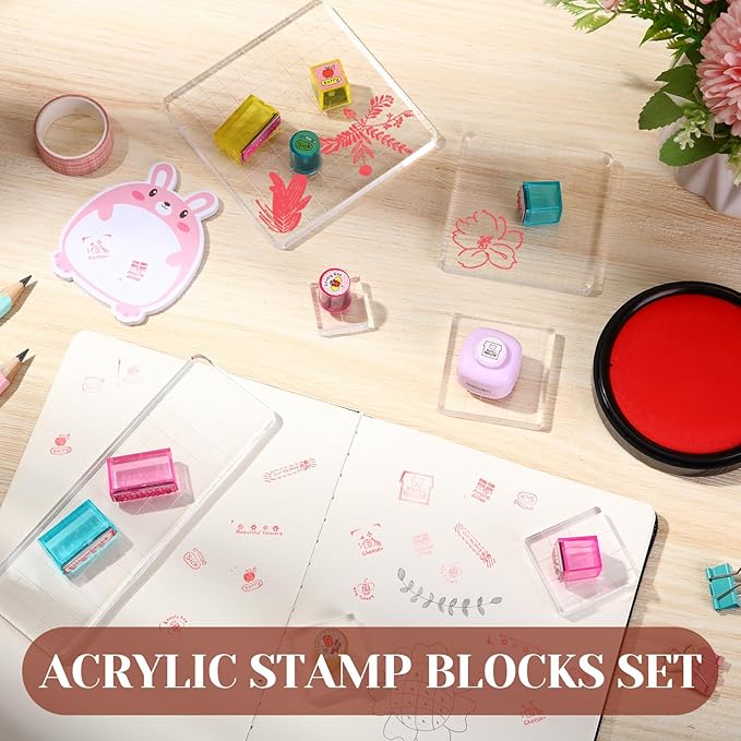 Mudder 7 Pieces Acrylic Stamp Blocks Set Clear Stamping Blocks Tools - Image 4