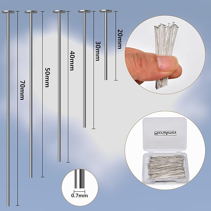 100pcs Silver Filled Flat Head Pins Non Tarnish Craft Earring Bracelet Jewelry - Image 2