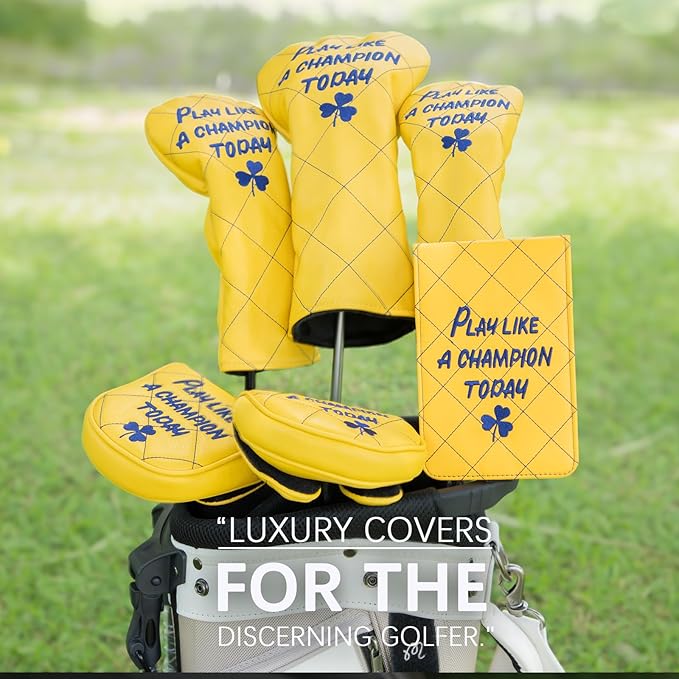 Golf Headcovers Play Like A Champion Today Golf Club Head Covers Advanced Embroidery Premium Leather Driver Headcovers Fairway Wood Covers Hybrid Cover Golf Mallet Putter Cover for DF3 OZ1