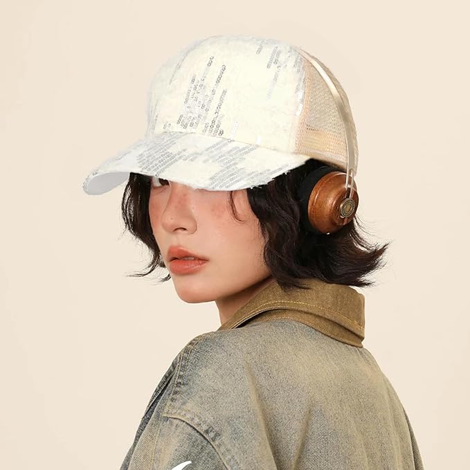 Hoce Fashion Rhinestone Denim Baseball Cap Studded Bling Hat for Women