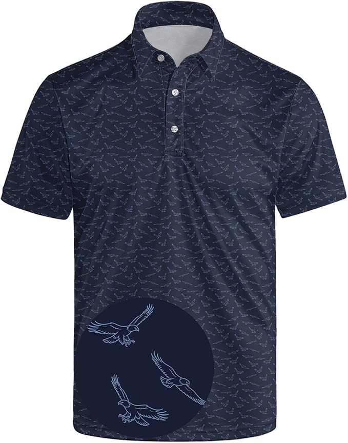 Golf Polo Shirts for Men Funny Print Short Sleeve Golf Shirts Performance Golf Polos