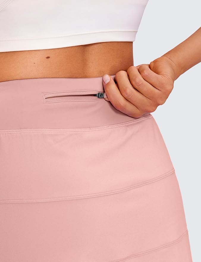 CRZ YOGA High Waisted A line Golf Skirts for Women - Mini Lined Tennis Casual Work Skorts with 3 Pockets