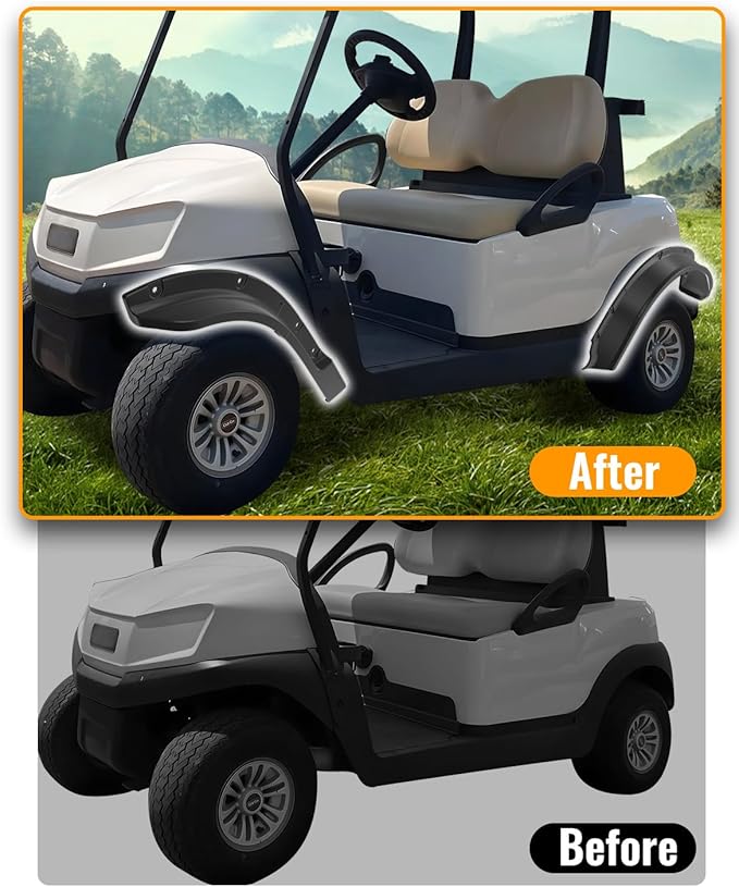 Golf Cart Front & Rear Fender Flares for Club Car Tempo 2017-2025, 10PCS Combined Mud Guards Mud Flaps Only for Club Car Tempo Standard and Unmodified Golf Carts Body 2017-2025 Accessories