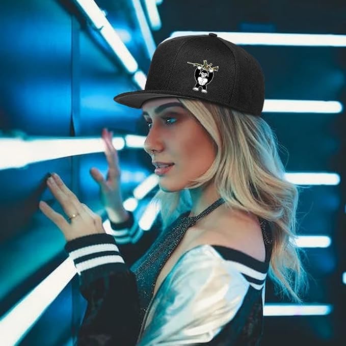 Skull Finger Flat Bill Hats for Men Black Mens Snapback Hat Baseball Cap Fitted Hat Rock N Roll Skeleton Hand Snap Backpack
