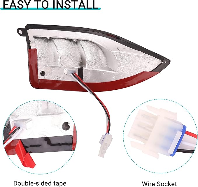 10L0L Golf Cart Tail Lights for Club Car Precedent 2004-Up and Tempo 2018-Up Models - Replacement Taillight Driver and Passenger Rear Lights 12V with 3 Pin Molex Quick Connector Wired