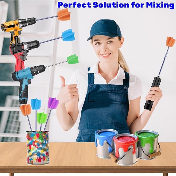 4/Large+4/Small Sizes Silicone Resin Mixer Paddles, Reusable Reusable Paint and - Image 4