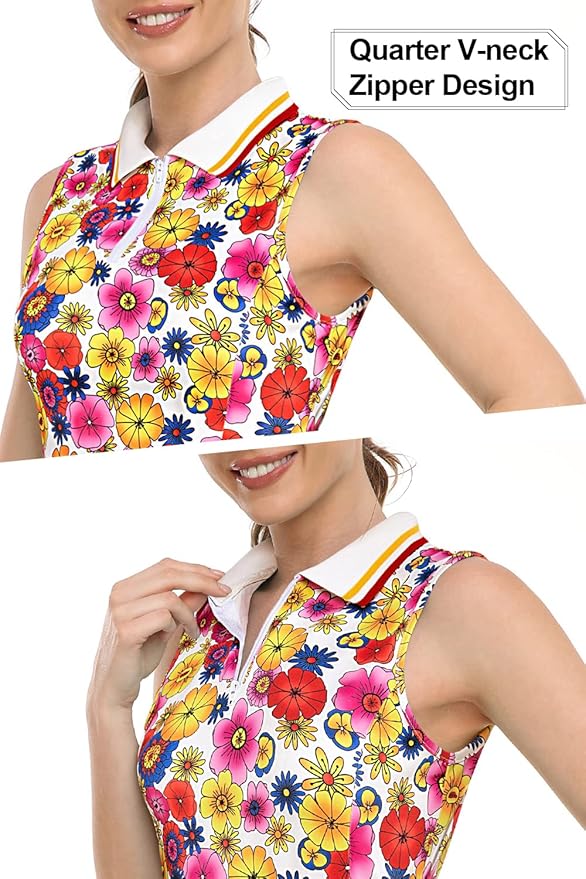 Womens Sleeveless Golf Tennis Dresses with Inner Shorts＆Pockets for Workout Exercise