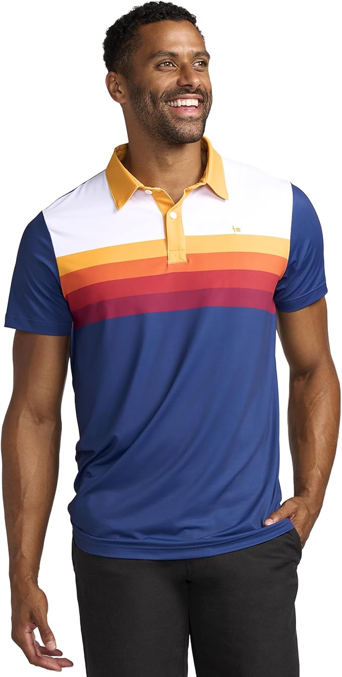 Tipsy Elves Men's Performance Golf Shirt - 4-Way Stretch, Quick Dry, Athletic Cut - Golf Polo