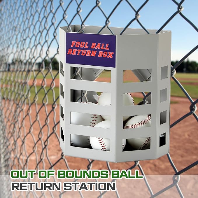 Yaocom 1 Pcs Baseball Foul Ball Return Box for Chain Link Fence, Softball Field Ball Retrieval Station, Metal Training Equipment for Batting Practice, Outdoor Dugout Accessory 9.8 x 4.9 x 8.8 Inch