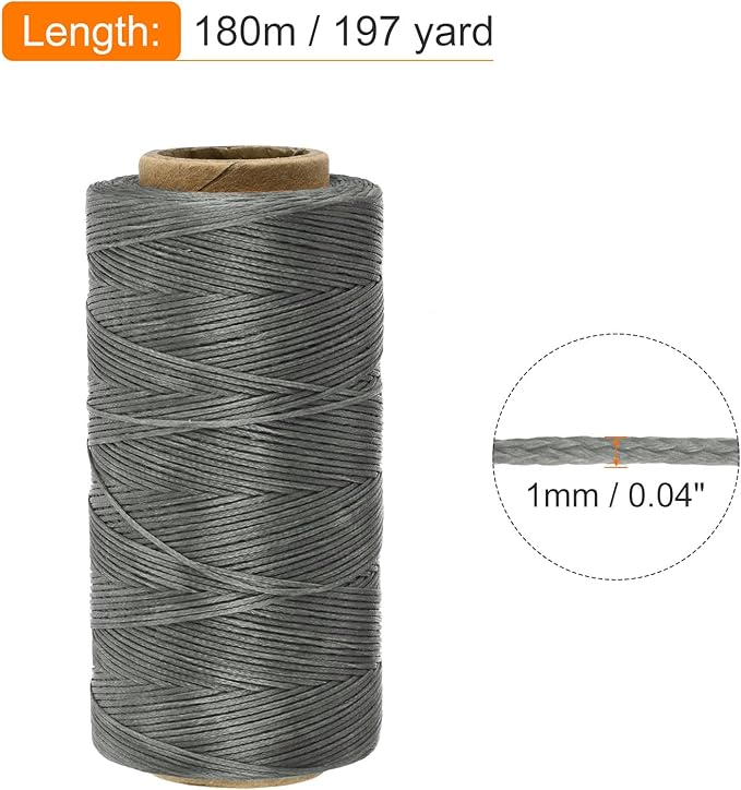 MECCANIXITY Waxed Thread, 197 Yard 1mm 210D Flat Wax Thread Polyester Waxed - Image 2