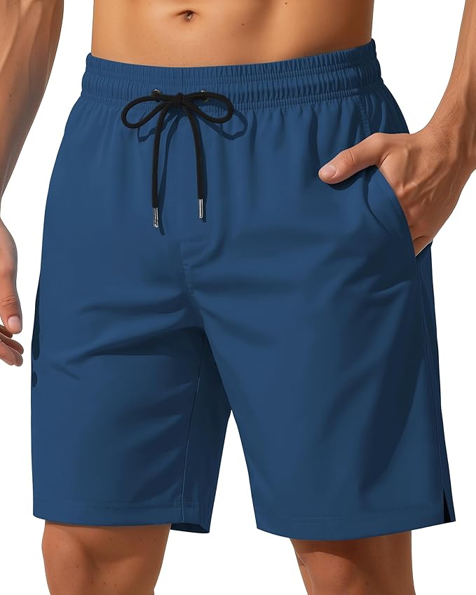 9 Inch Men Swim Trunks with Mesh Lining Quick Dry Breathable Pockets for Summer Beach Cruise Water Park Gym Running